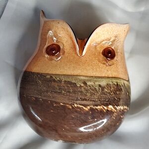 Handblown Glass Owl Vase Sculpture